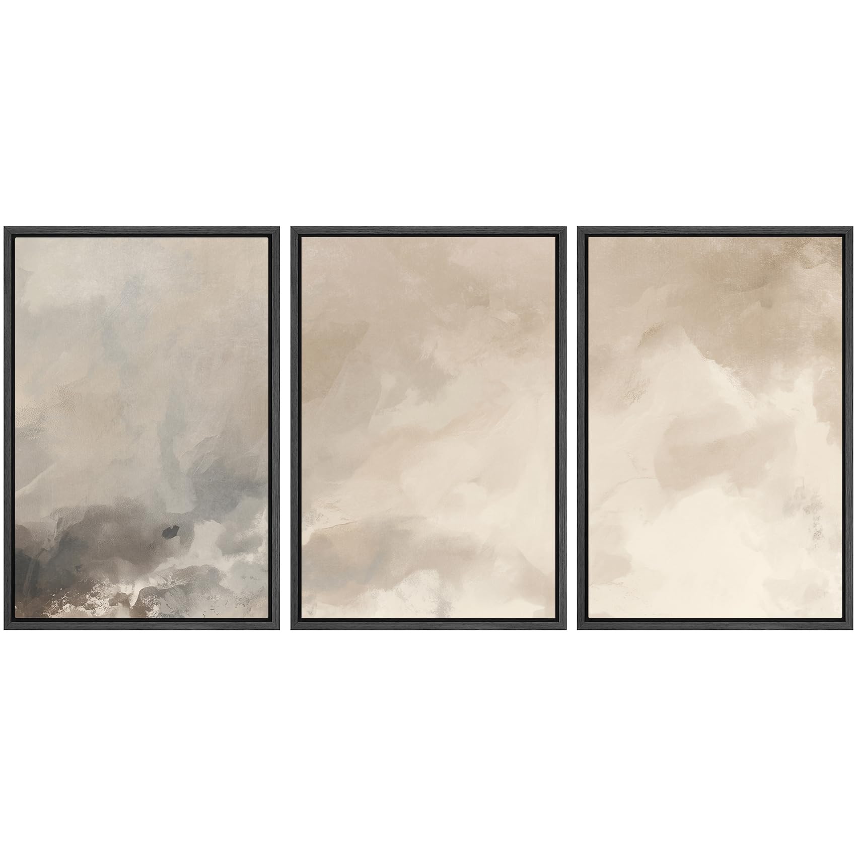 SIGNWIN Framed Canvas Print Wall Art Set Blue White Grunge Geometric Pattern Abstract Shapes Cozy Neutral Decorative Contemporary Minimal for Living Room, Bedroom, Office - 24"x36"x3 Natural — view 24