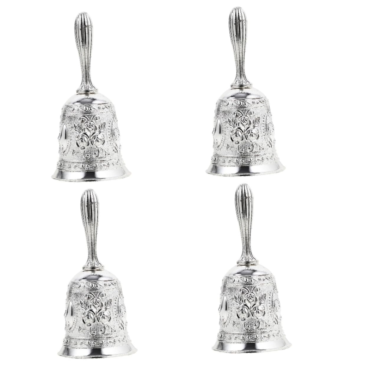 Angoily 4 Piezas Campana de Mano de Metal para Campana para Servicio y Escuelas para Entrenamiento de Mascotas y Infantiles Ergonómico y Sonido