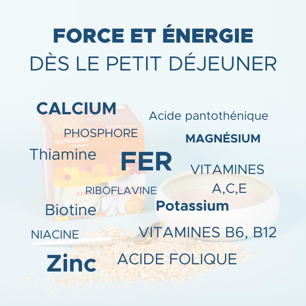 NUTRISENS - Porridge Protéiné - Saveur Biscuit - Sachets 50g | 27g de protéines / 100g - 12 vitamines et minéraux. Petit-déjeuner ou collation idéal pour sportifs, adultes et seniors.
