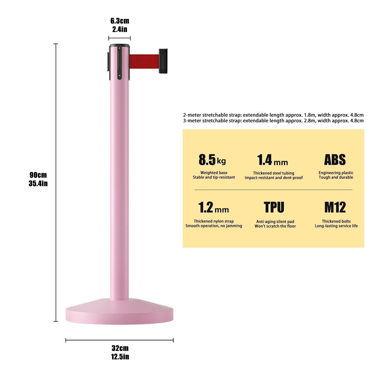 Stanchion for Il Controllo Della Folla Cintura Retrattile da 90 Cm