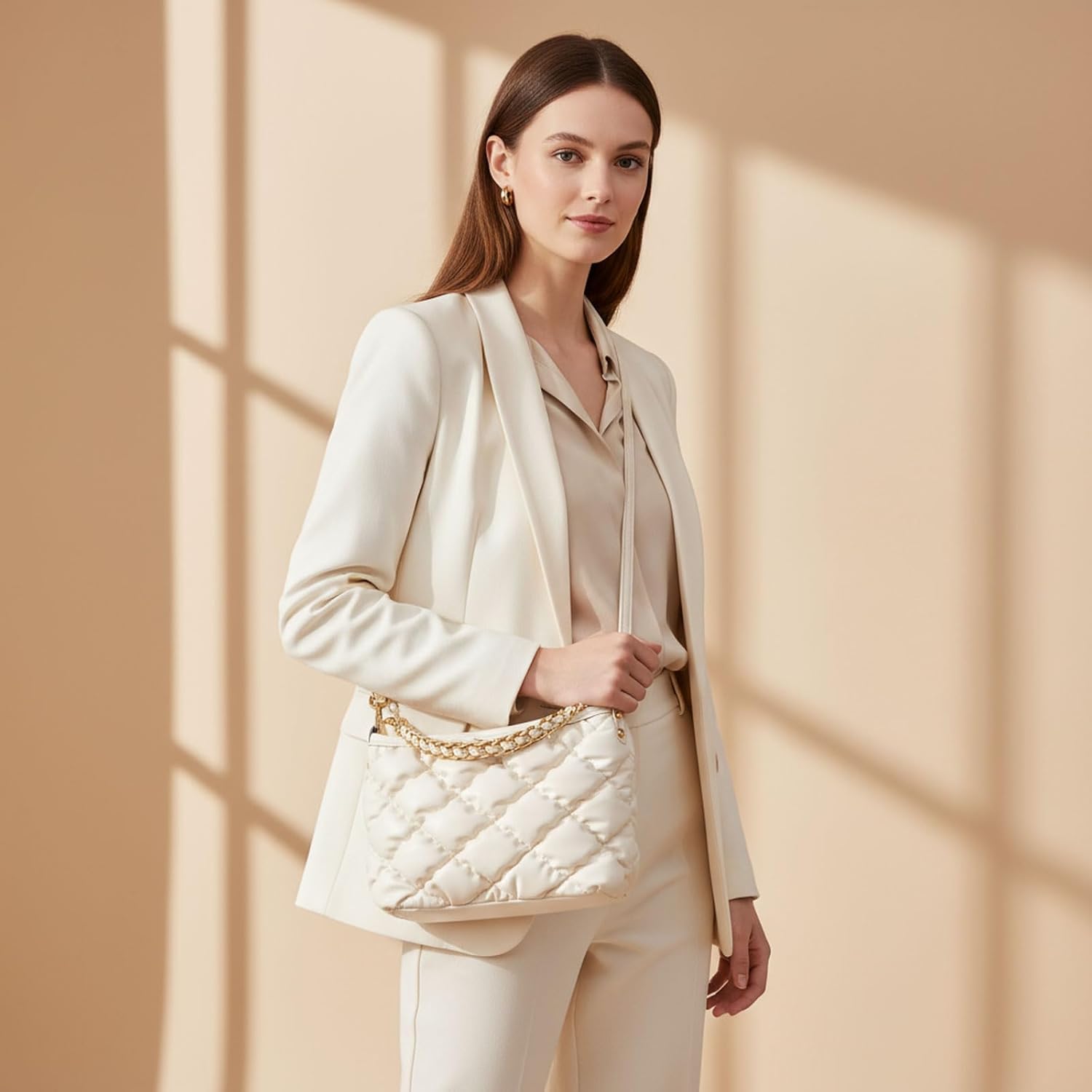 Quilted Crossbody Purses for Women, Ladies Shoulder Bags with Top-handle, Satchel Bag Totes Leather Trendy Handbag - Image 3