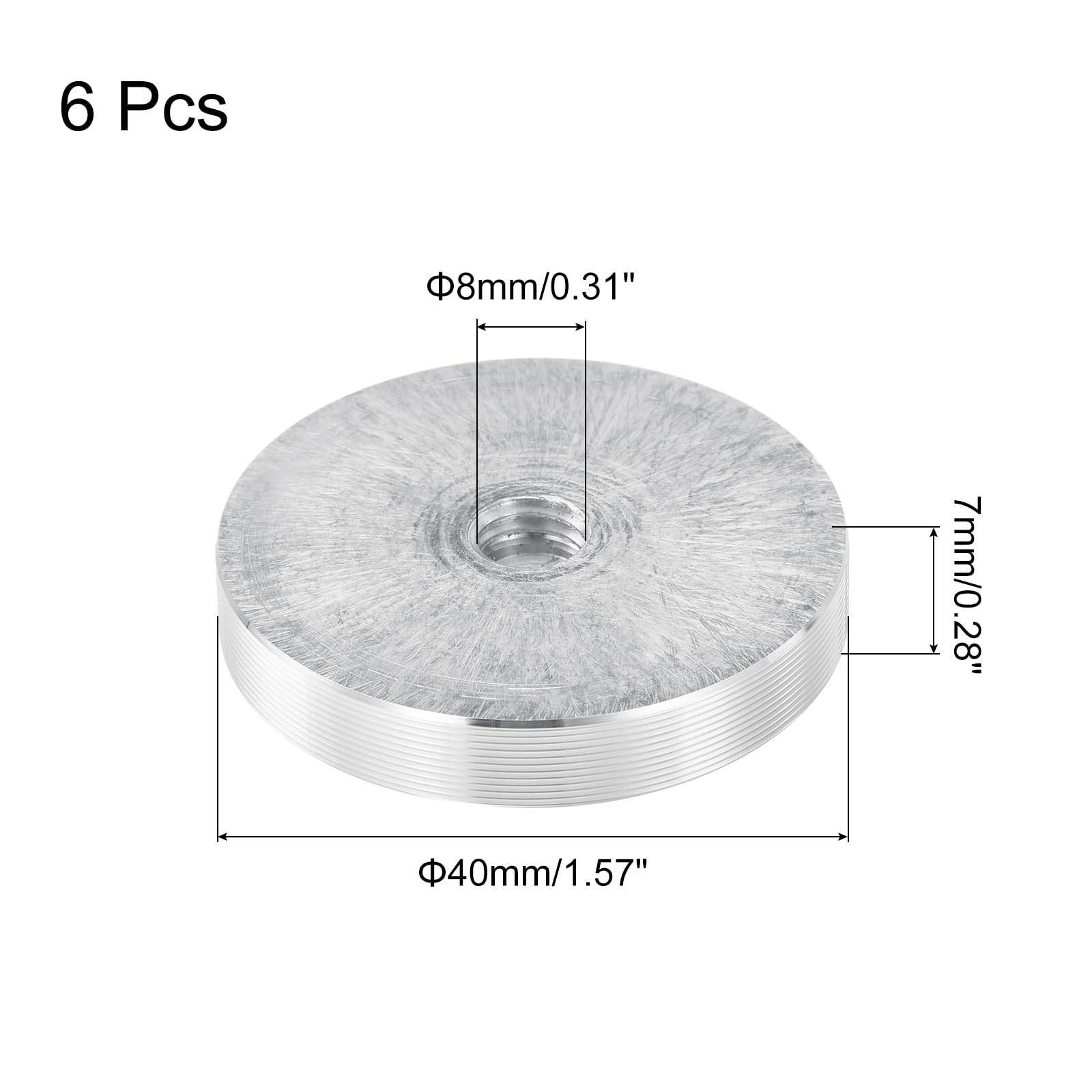 QUARKZMAN 30mm Aluminium Scheibe x 4Stk Kreisrunde Scheiben Hardware für Halterung Glastisch oder Stuhl [Silberton M8 Gewinde