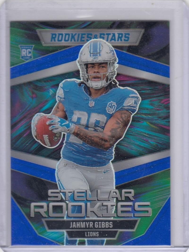 Football Trading Card 2023 Panini Rookies and Stars Stellar Rookies Blue #4 Jahmyr Gibbs NM Near Mint 30/50 Lions