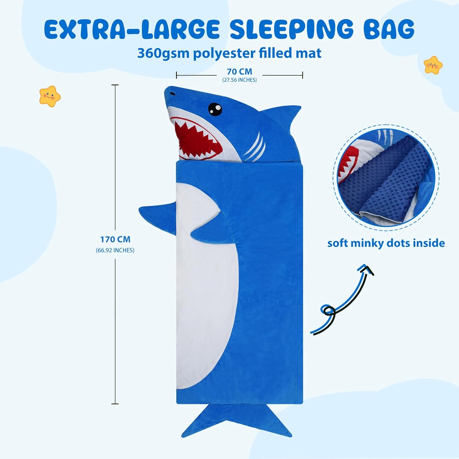 Kids Sleeping Bag Soft Plush Toddler Nap Mat with Pillow for Boys Girls Large 67 * 27.5 Inch Sleeping Mat for Daycare Preschool Kindergarten