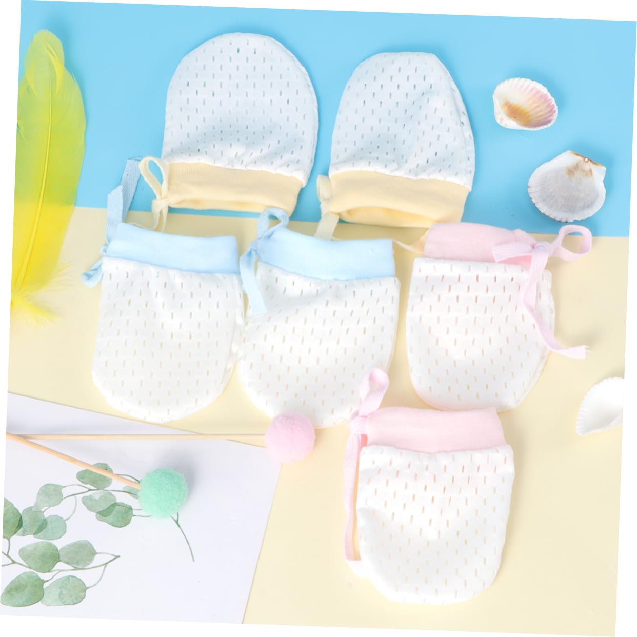 Didiseaon Scratch Gloves for Newborns Silk Mittens Yellow Newborn Protection Mitts to Prevent Scratching