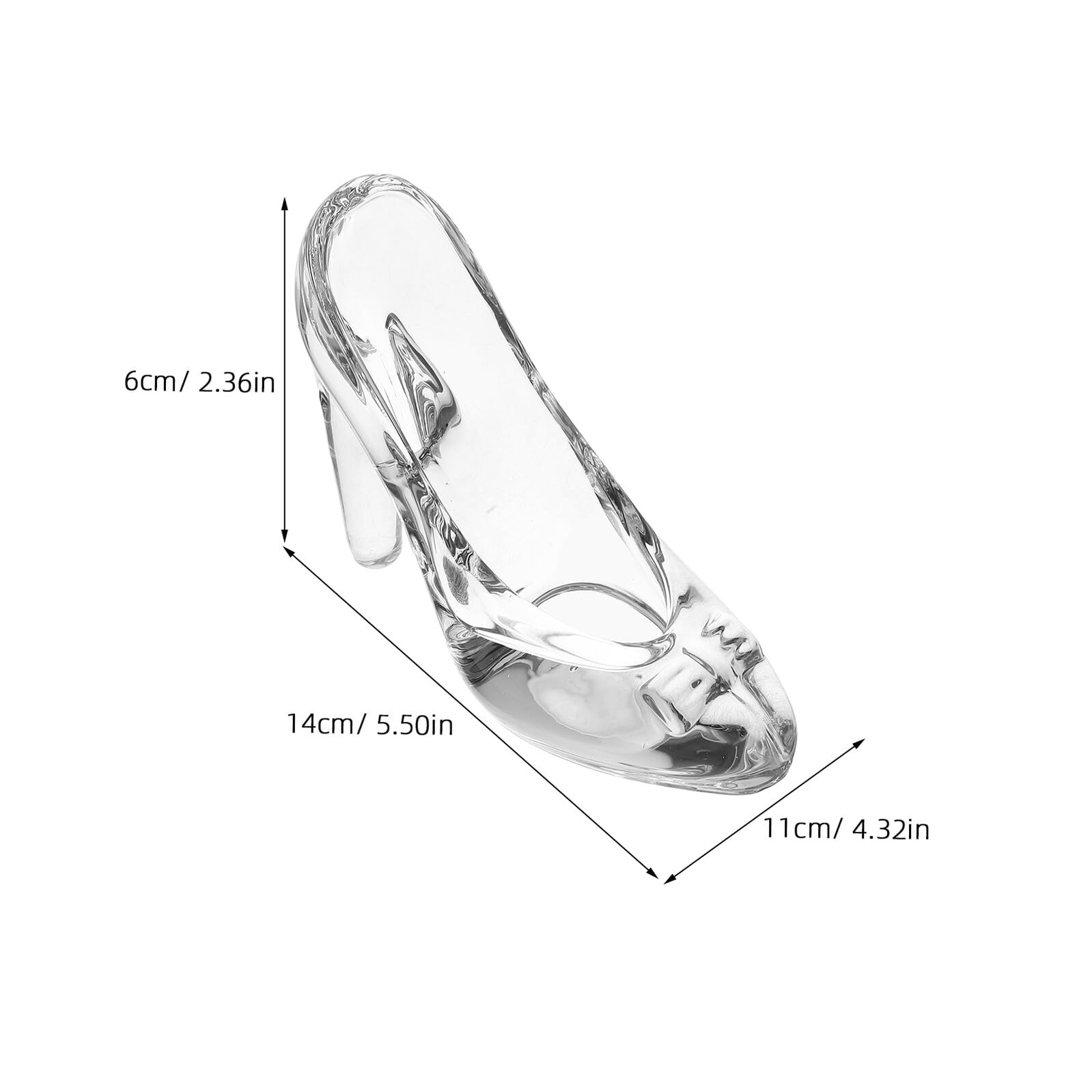 GLEAVI Glasschuhe Dekoration Kristall High-Heel-Verzierungen für Party und Geburtstag Durchsichtige Absatzverzierungen aus Glas Prinzessinnen-kristallschuhe für Sammlerfigur