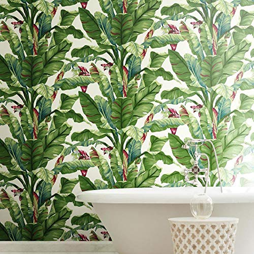 York Wallcoverings Tropics Banana Leaf Removable Wallpaper, Green #TOP3