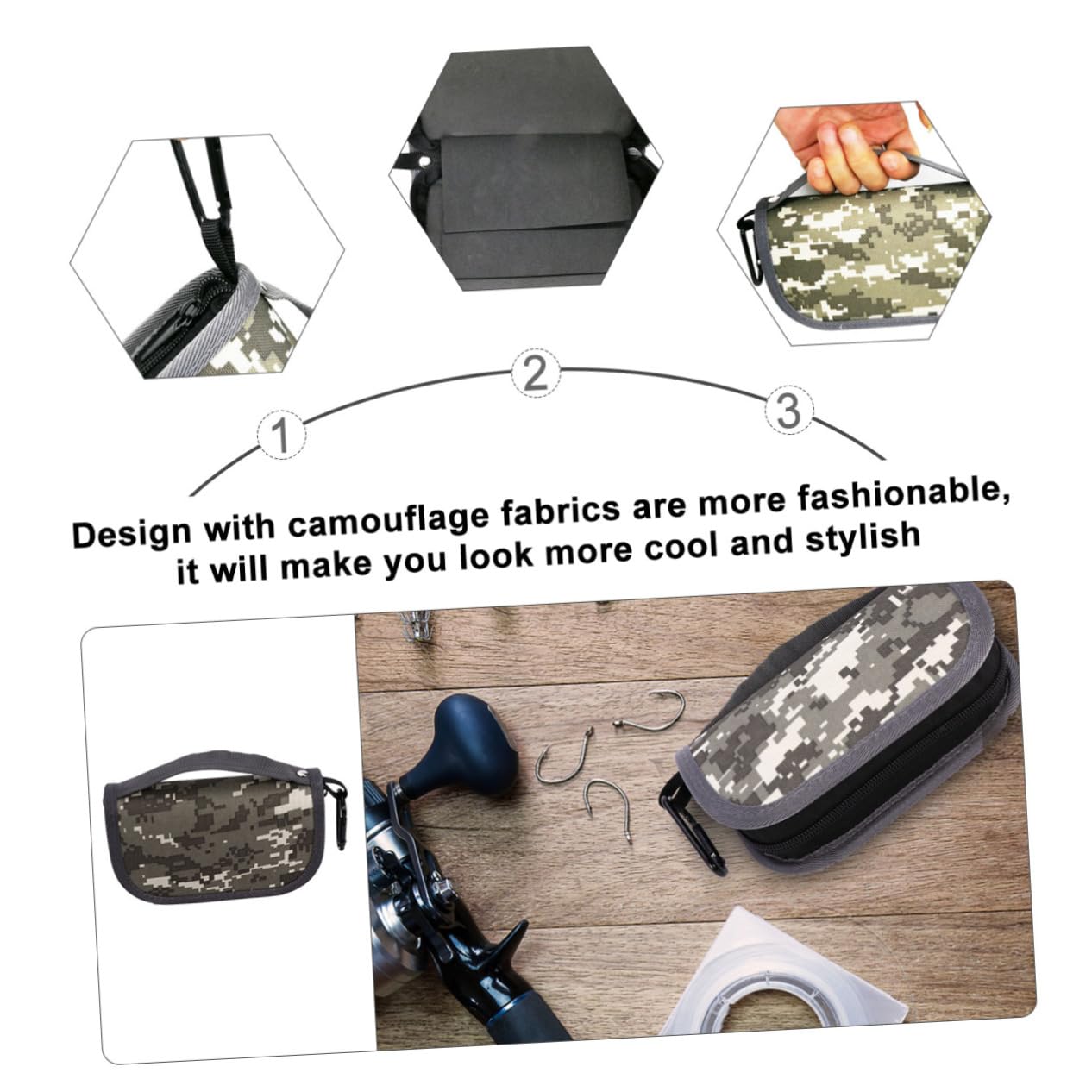 BESPORTBLE Portable Camouflage Fishing Tackle Bag Fishing Lure Container for Hooks Baits Easy to Clean