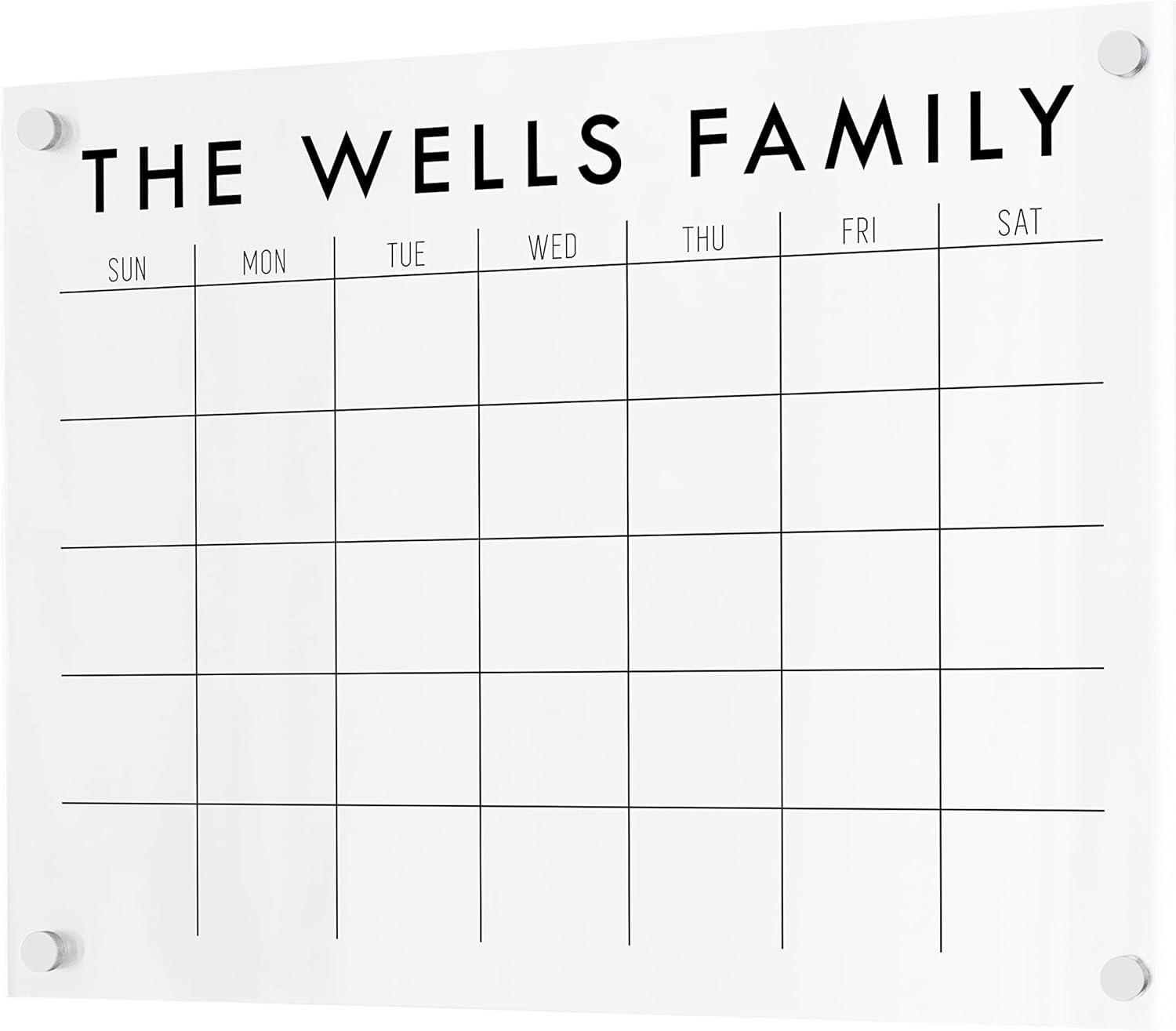 Monthly Acrylic Fridge Calendar (14"W X 11"H, Black Standoffs)