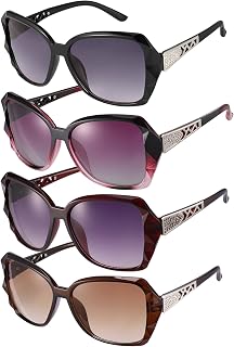 DragonflyDreams 4 Pcs Women Large Sunglasses, UV 400 Glasses Oversized Classic Trend Ladies Sunglasses Sparkling Large Frame Mix Color 7