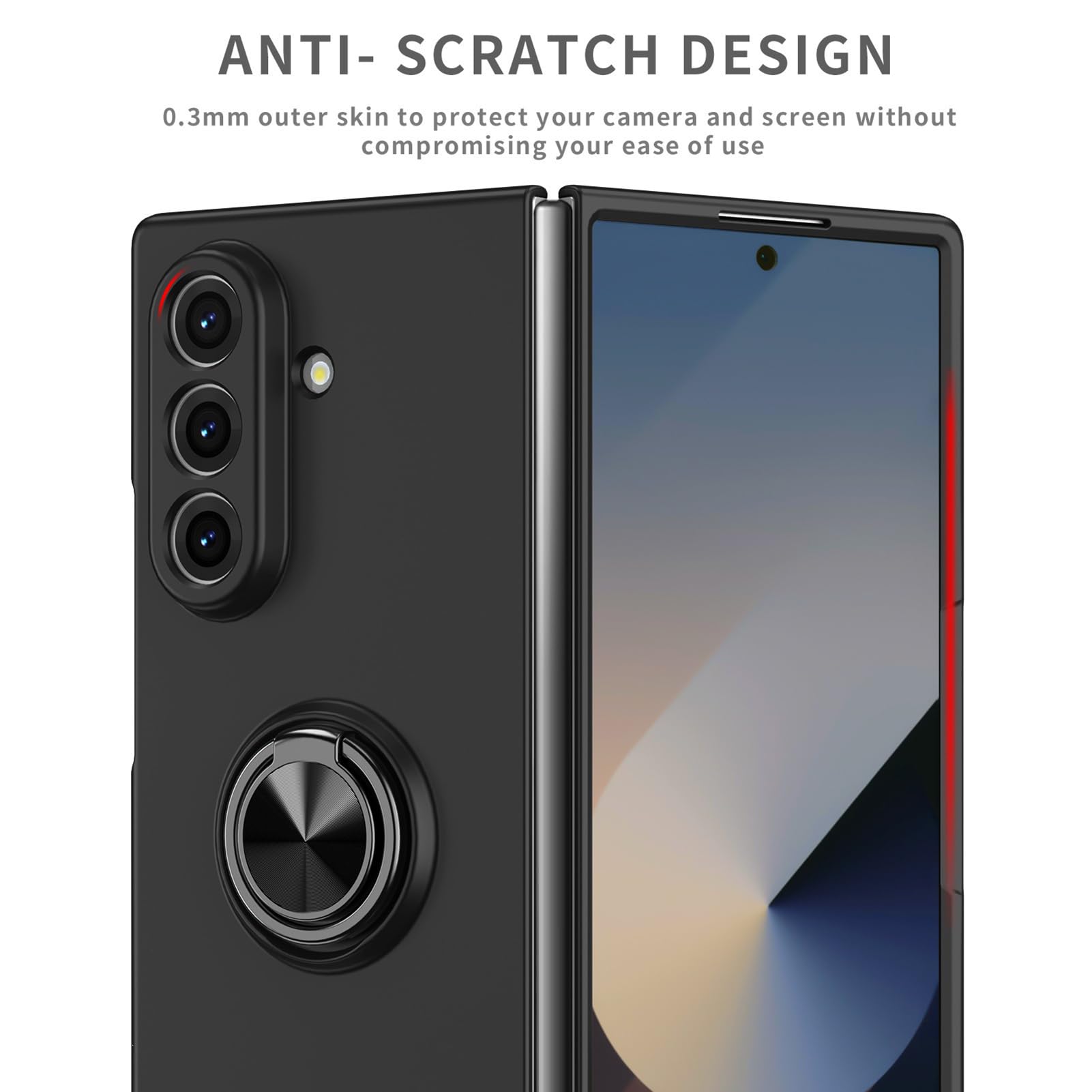 Custodia Ad Anello For Samsung Galaxy Z Fold 8 Ultra, Custodia Rigida For PC Antiurto Con Ventosa Magnetica, Custodia Robusta, Ultra Sottile E Leggera, Custodia Protettiva For Lenti Completa(Red)