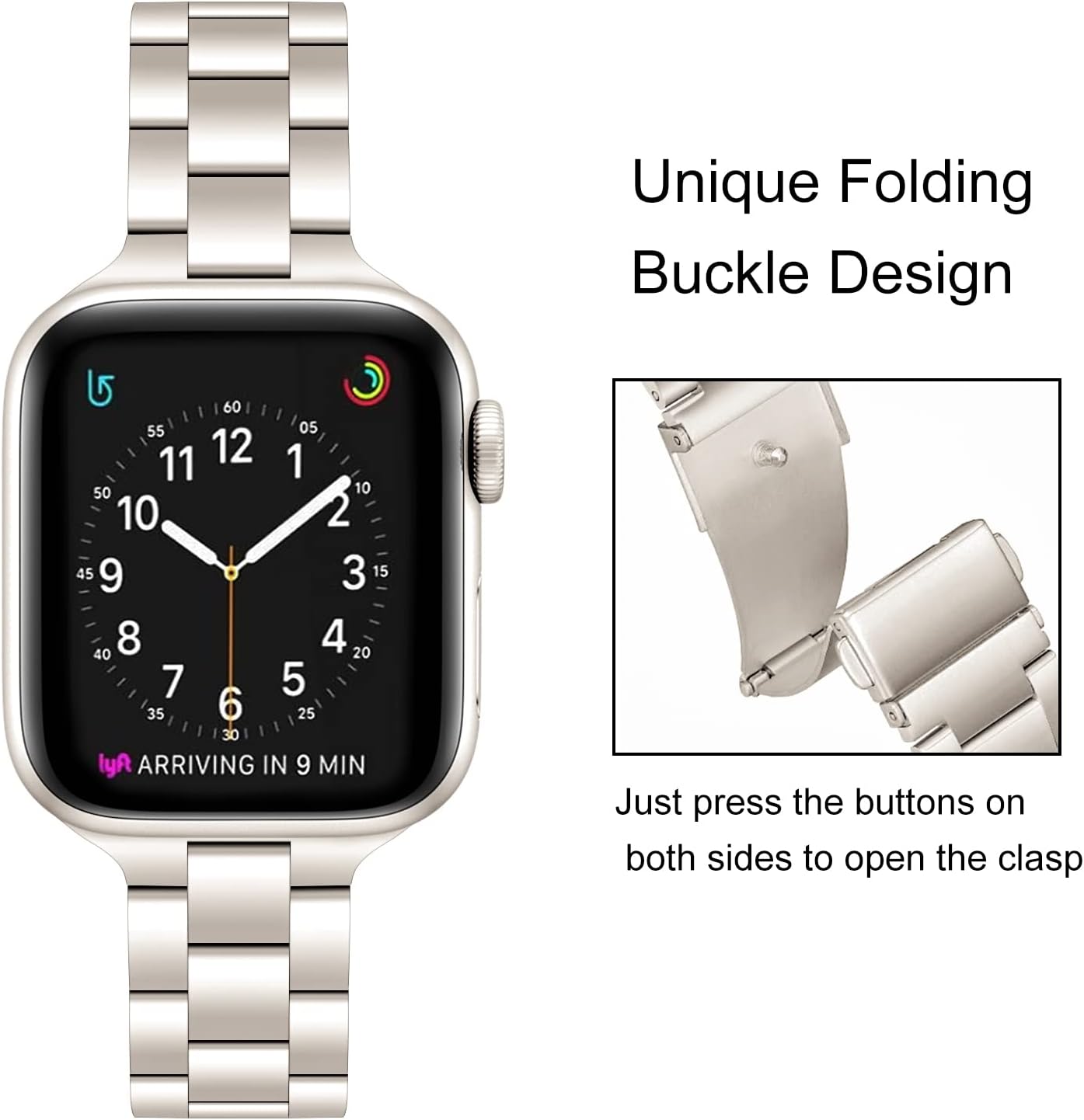 Thin Band Compatible with Apple Watch 40mm 38mm 41mm 42mm 44mm 45mm 49mm, Premium Stainless Steel Metal Replacement Adjustable Wristband Strap for iWatch Ultra SE Series 8/7/6/5/4/3/2/1 Women Men - Image 8