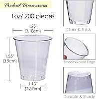 Vista 2 de Craft And Party, 200 piezas de vasos shot transparentes premium de 1 onza. Vasos transparentes desechables para degustación de vino, vodka, whisky