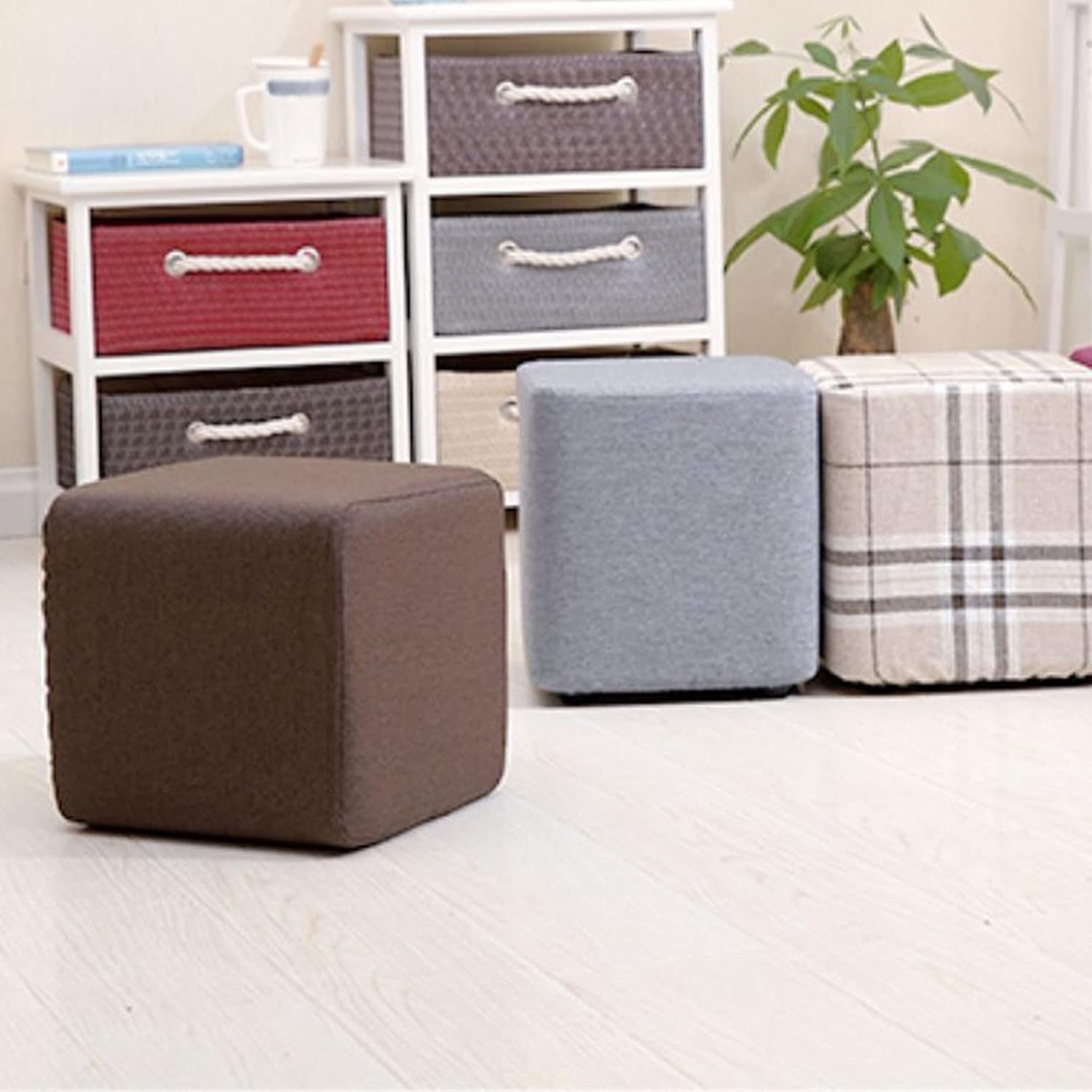 Creative Sofa Stool Coffee Table Stool Shoe Changing Stool Foot Stool Living Room Bedroom Sofa Furniture Decoration. (Color : Black) (Purple)