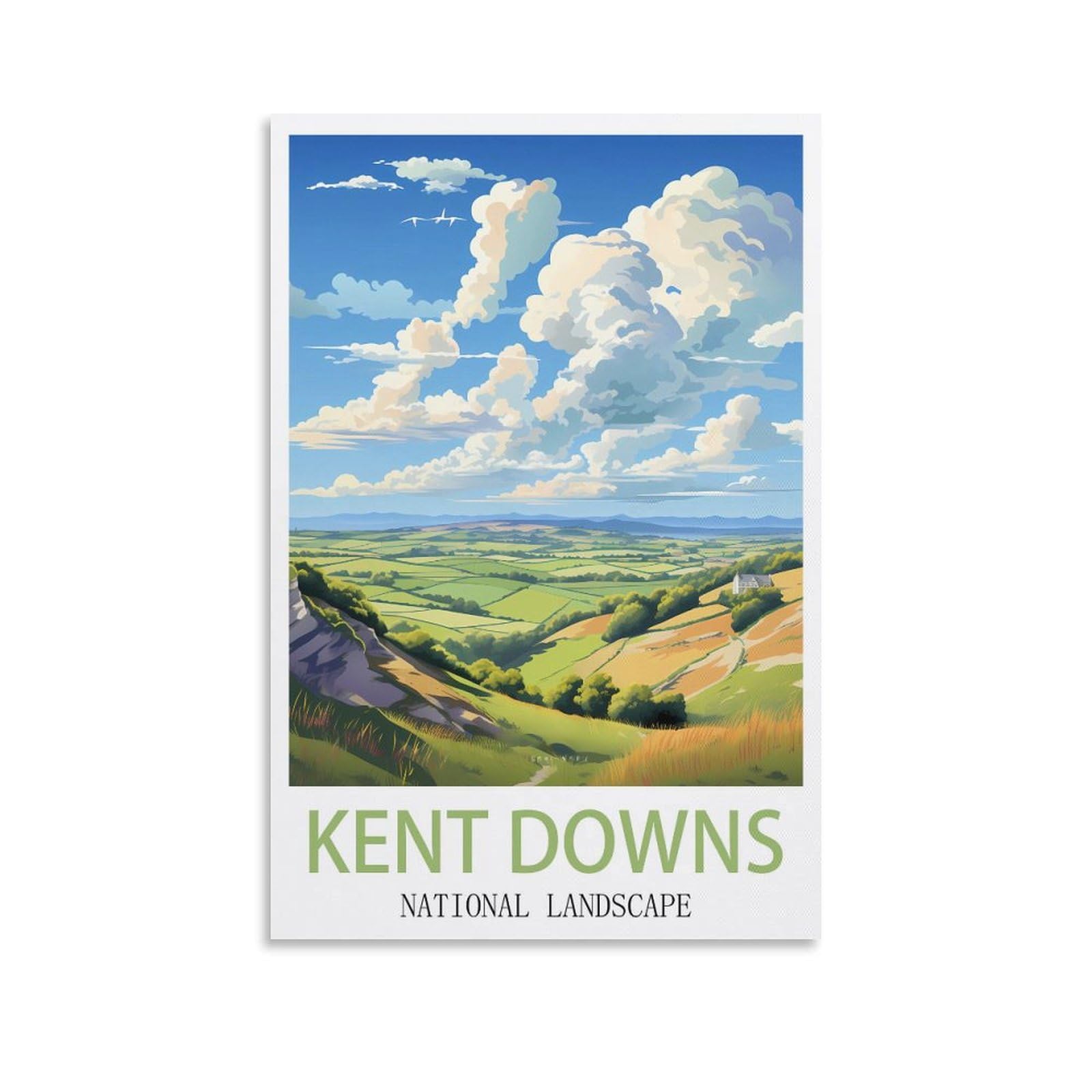 Retro Vintage Metal Tin Sign Kent Downs National Landscape Vintage Retro Man Cave Bar Pub Shed Novelty Gift Tin Wall Décor Metal Sign 15x30cm