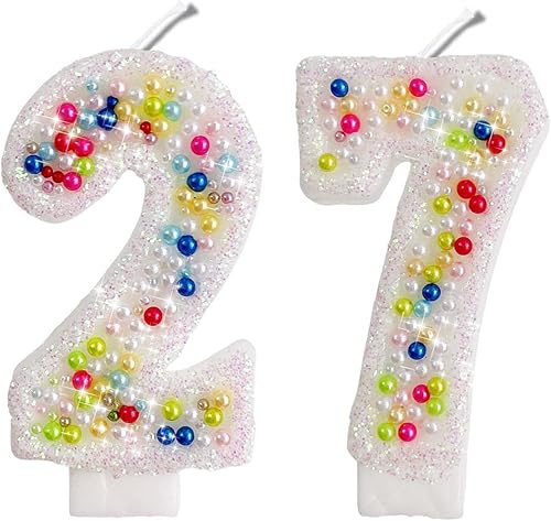 Miniatura 106 de Velas de números con purpurina de oro rosa de 2.8 pulgadas, muchos colores, regalos de cumpleaños de 22 años, velas de cumpleaños, velas de números
