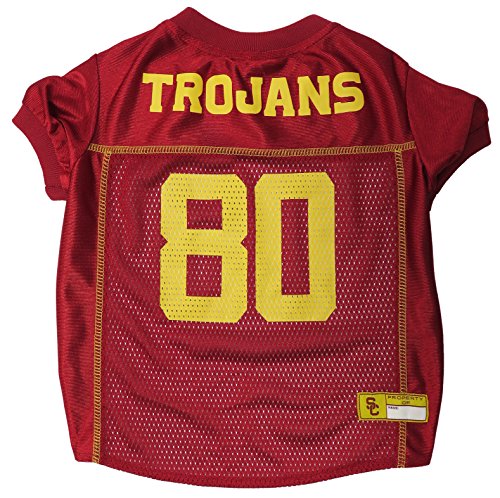 Pets First NCAA College USC Trojans Mesh Jersey for DOGS & CATS, Small.Licensed Dog Jersey with your Favorite Football/Basketball College Team
