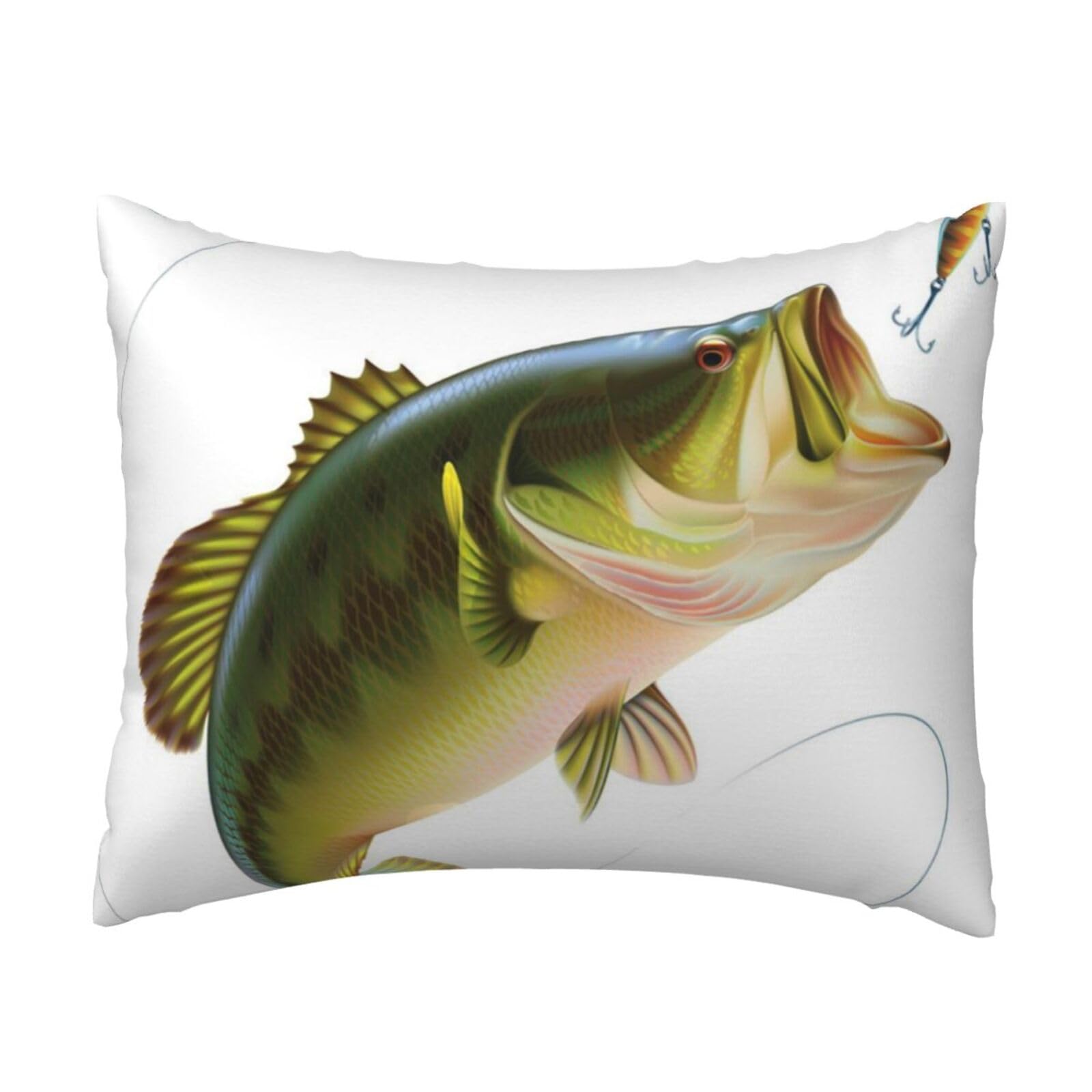 WSHFFILO Bait with Fishing Line Eating Little Fish printed Pillow Case 20x26in Decorative pillowcase Throw Pillow Cover