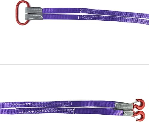 Miniatura 2 de QWORK Correas de elevación con ganchos, 5 pies, capacidad de 4409 libras, paquete de 2 correas de poliéster, correas de aparejo moradas para