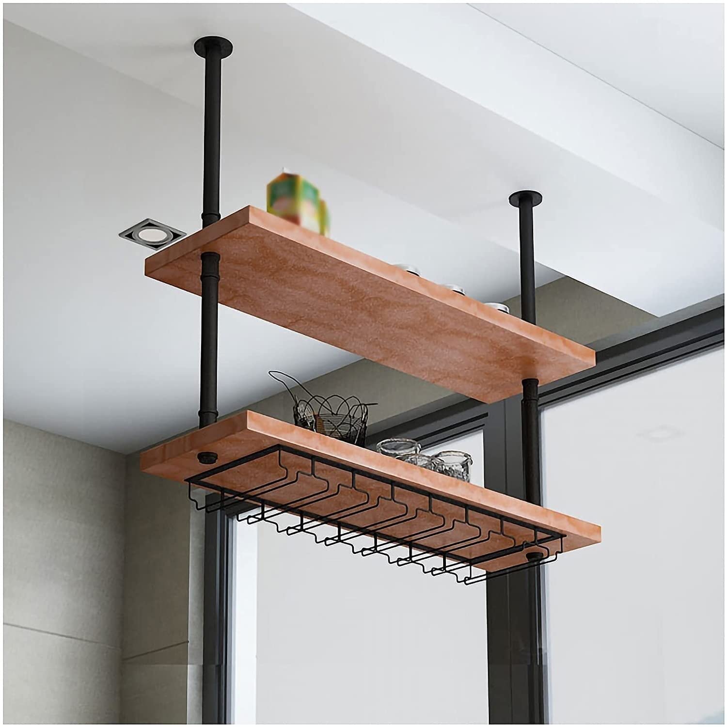 吊り棚3段 ラック 棚 収納 木製 スチール アイアン*ウッド ディスプレイ