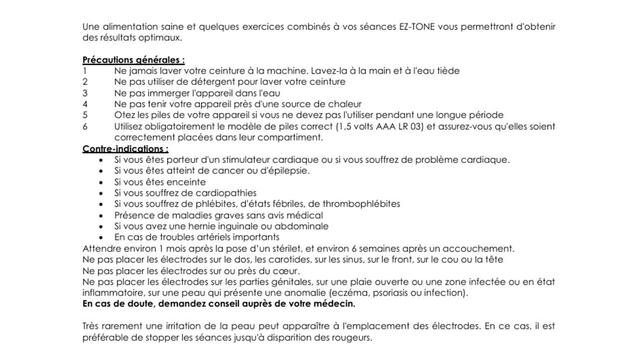 Ceinture d'Electrostimulation EZ TONE SLIM PRO-V