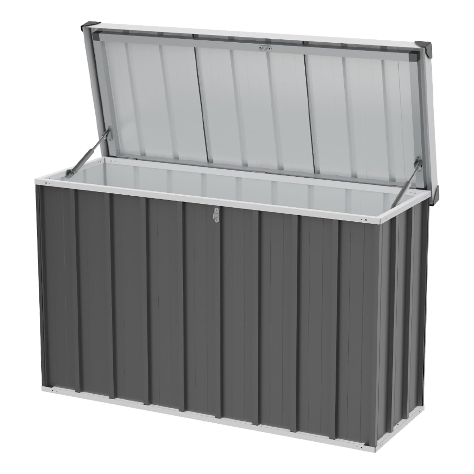 600L Metal Garden Storage Box with Password Padlock | Lockable Large Outdoor Storage Box Waterproof, XXL Outside Garden Boxes for Cushions, Tools, Equipment, 156x61x75 cm, Carbon Black — view 8