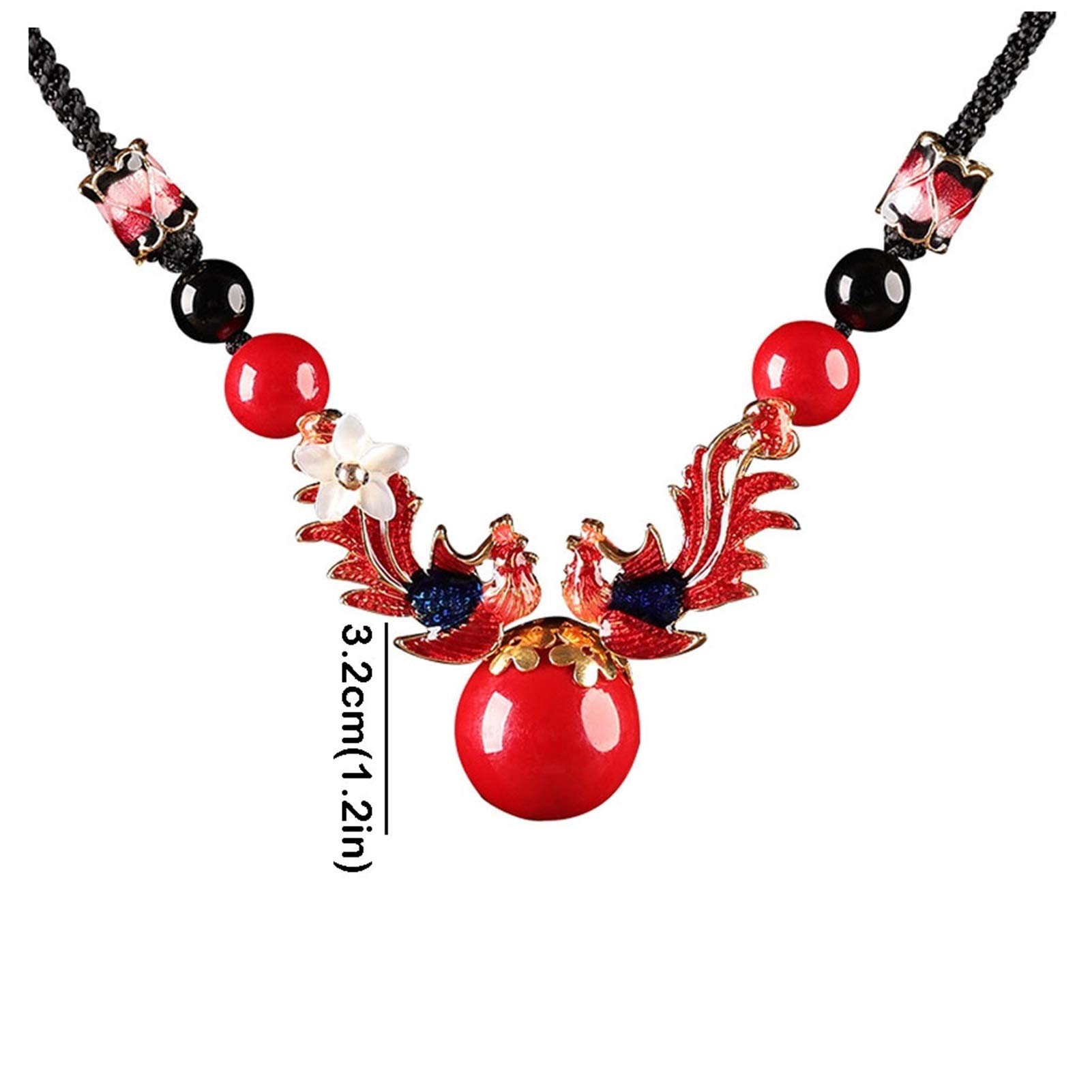 Amazon.co.jp: 手作り フェニックスショートネックレス中国風の赤い石