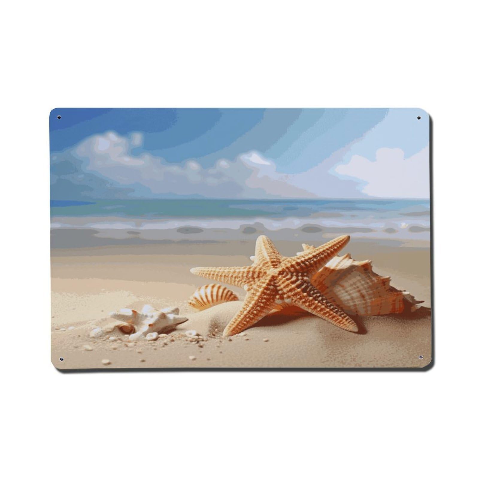 Adfgyerh Style Summer Starfish Seashell Metal Signs Funny, Aluminum Tin Sign Indoor Outdoor Decor, Vintage Signs For Home Office Kitchen Bar Cafe Garden Farmhouse Wall Decor