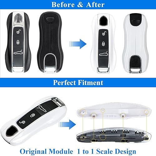 Miniatura 4 de AeroBon Funda pintada de 3 piezas para llavero compatible con Porsche Key Cover Shell (MK2)