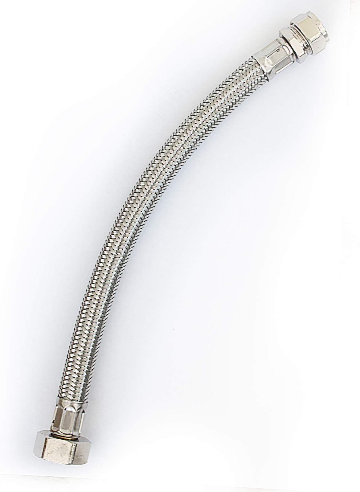 Infun300mm Silver Flexible Hose for Bath Tap - 15mm x 3/4" BSP, Stainless Steel, 10 Bar Working Pressure, -5°C to 90°C Working Temperature