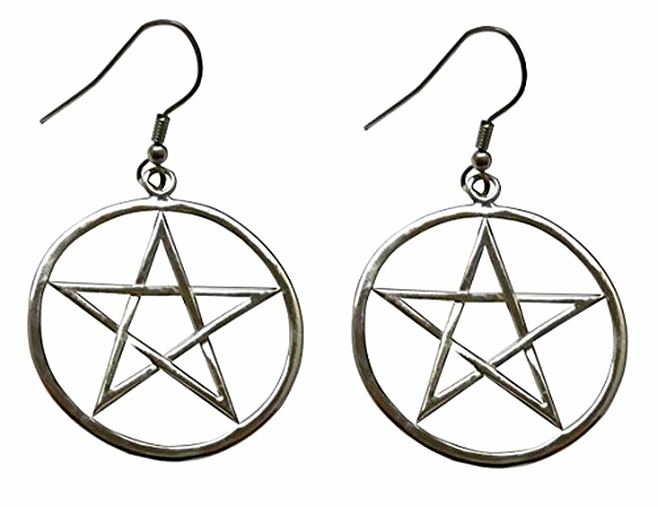 Pentagram Earrings,Supernatural,Powerful, Medieval Renaissance Gothic Pentacle Silver Earrings