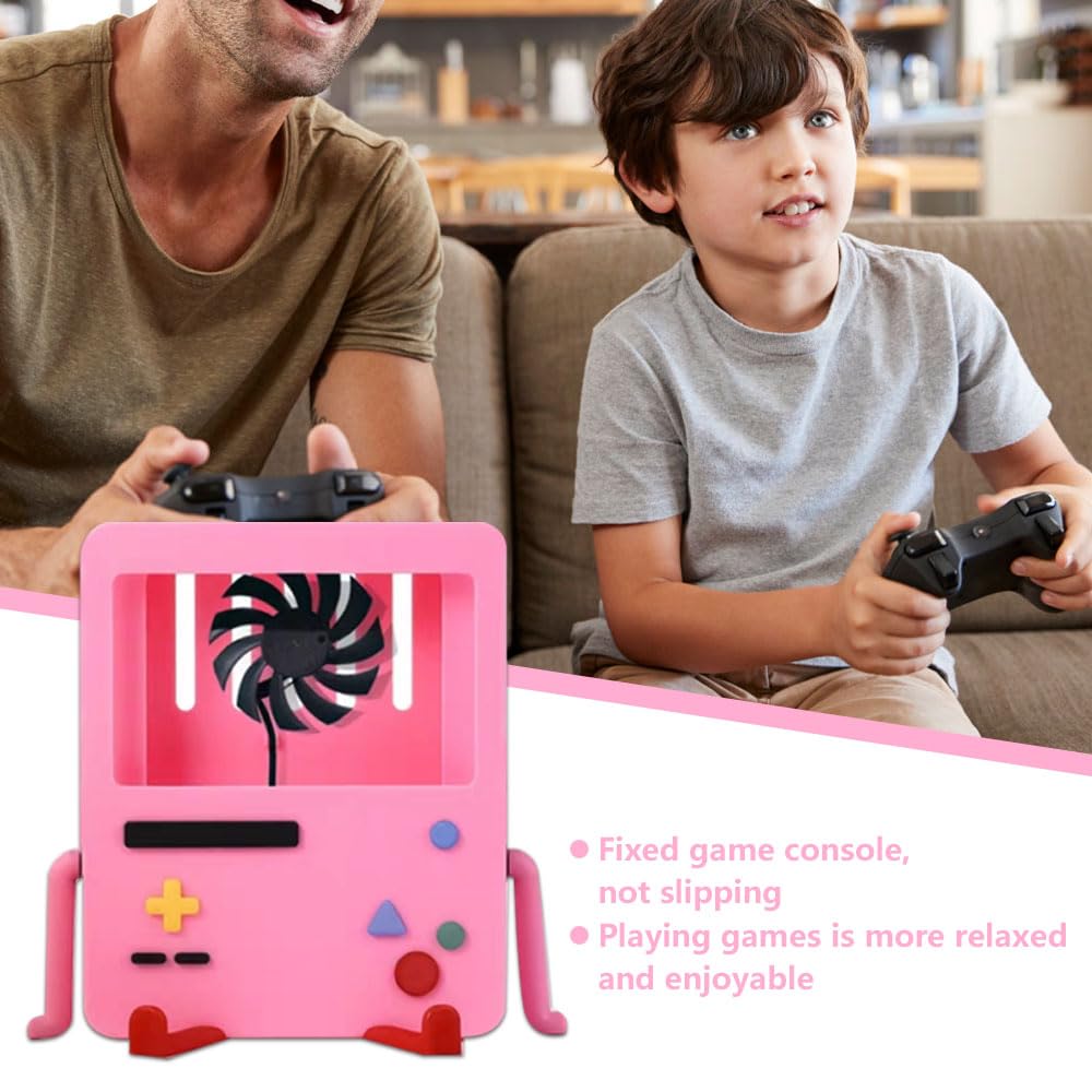 Funda rígida Protectora de Dibujos Animados para Consola de Interruptor, Consola de Juegos, Carcasa Protectora para Switch portátil, Soporte de Videojuegos (Ventilador de refrigeración, Rosa)