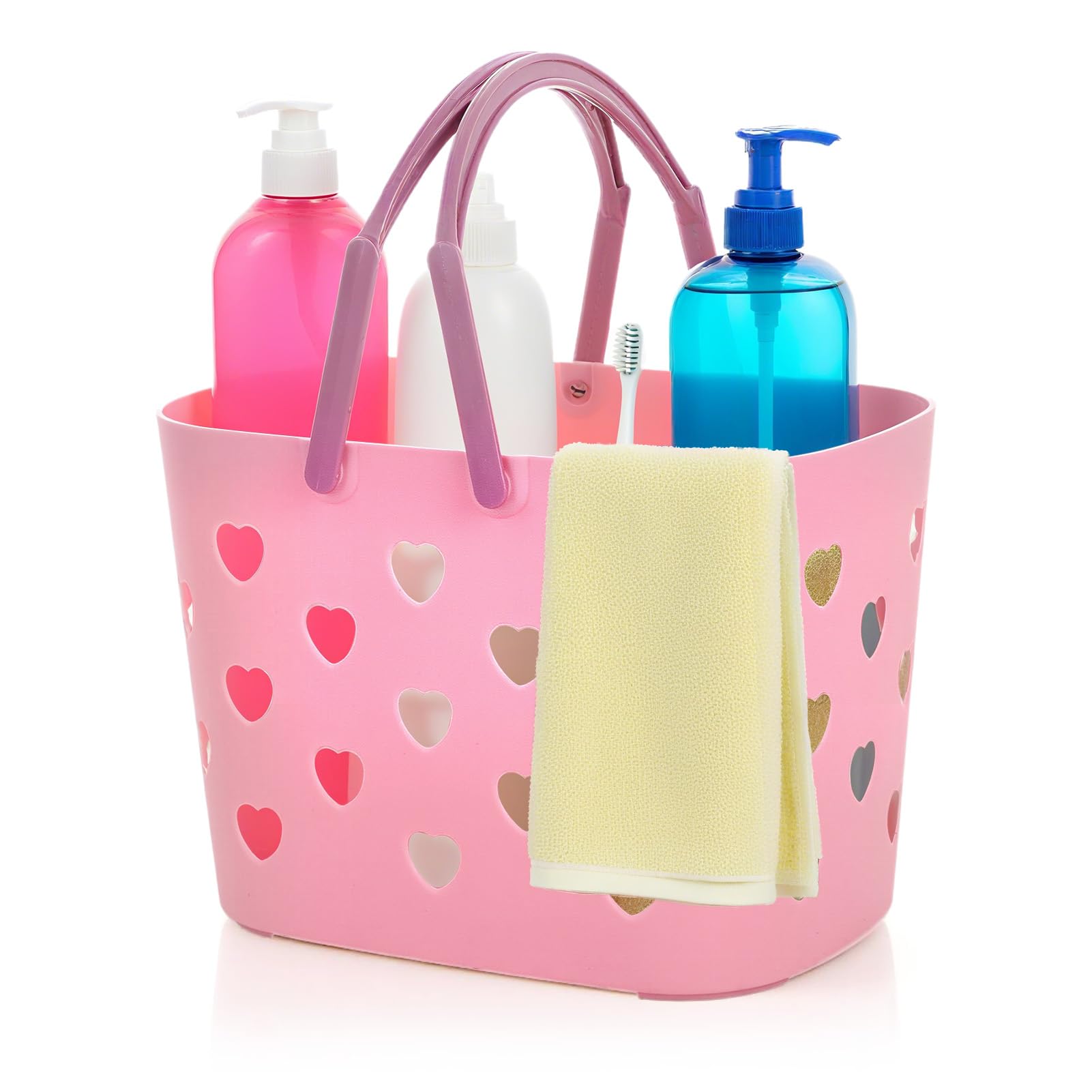 Gsycle Portable Shower Caddy Basket Large Capacity Smoother Edges Plastic Shower Storage Tote Bathroom Caddy with Handle for