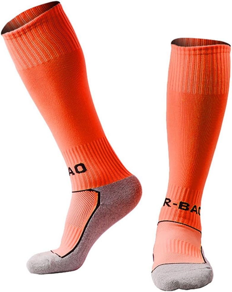 zhengdu Kids Teamwear football Socks in football team school training socks for 8-13 years old boys and girls(Europ shoes's size 33-37) (Orange)