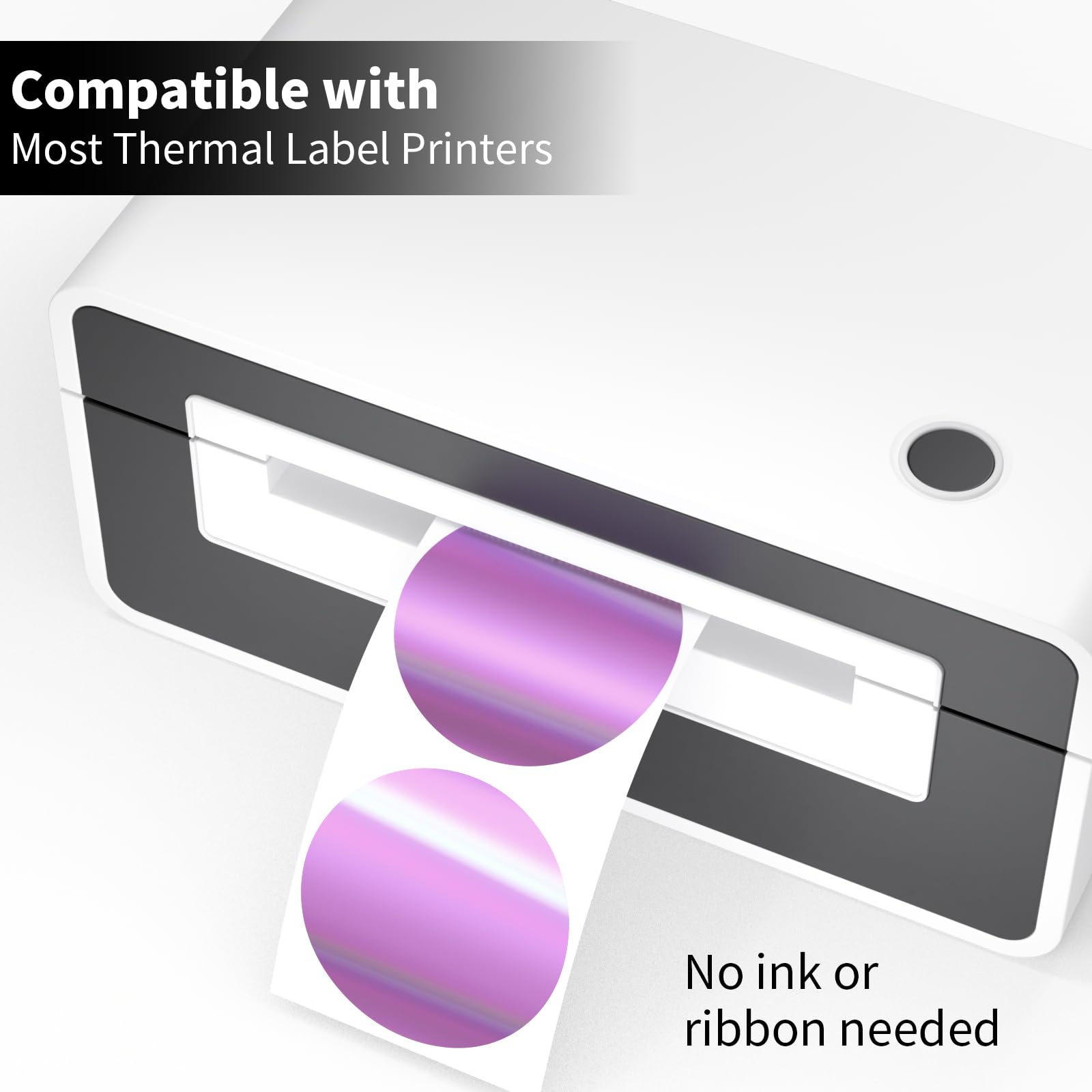 Rouleau De 400 étiquettes Thermiques Rondes – Diamètre 5 Cm – Imperméables, Résistantes à L'huile – Pour Imprimantes Thermiques