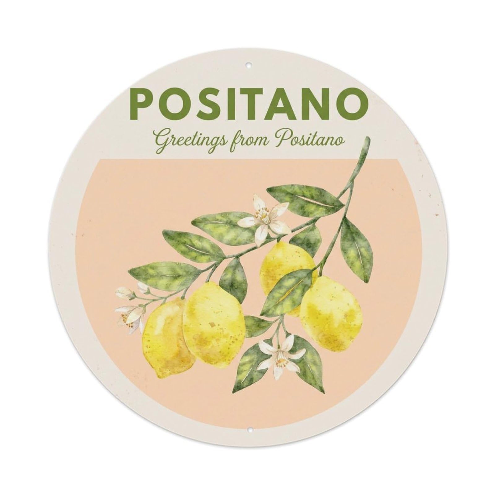 History Positano Italy Tourism Heritage Scenic Landmark Metal Tin Sign Plaque Wall Decor for Cafe, Man Cave, Club Bar, Office, Home Garden Round Metal Poster 8x8Inch