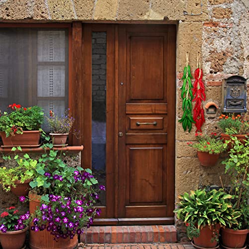 4 Pcs Artificial Hanging Pepper String Lifelike Hot Chili Pepper Red & Green Foam Fake Simulation Vegetable Fruit Garland Vine For Home Kitchen Wall Decoration #TOP6