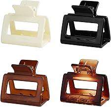 Leikedun 4 PCS Hair Claw Clips Square Medium Colourful Non slip Clip French for Fine Long Colors Accessories Girls and Women, Caramel+coffee+milk white+black