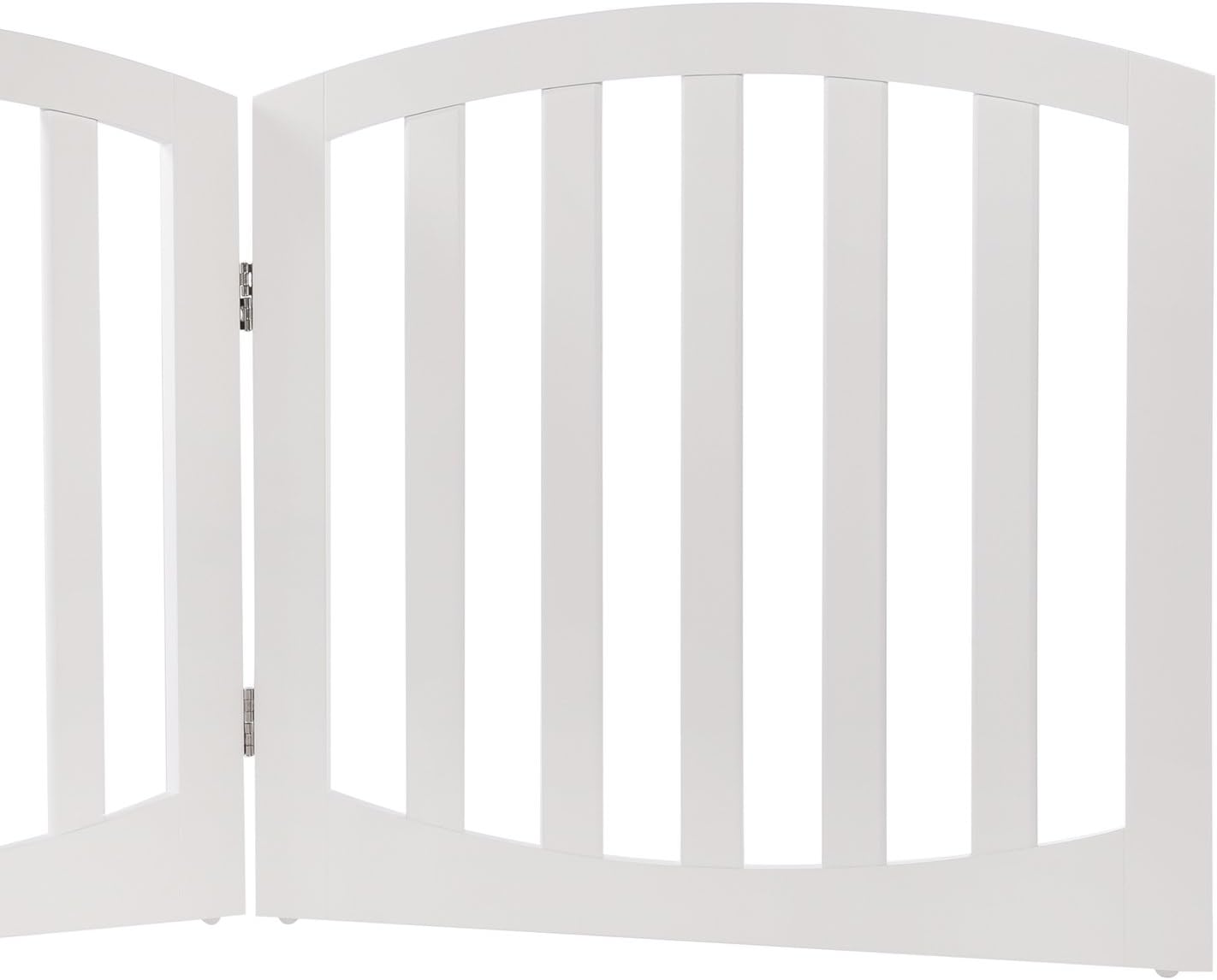 Arf pets Free Standing Wood Dog Gate, Step Over Pet Fence, 3 Panel 360° configurable,24" Tall, Foldable, Adjustable - White