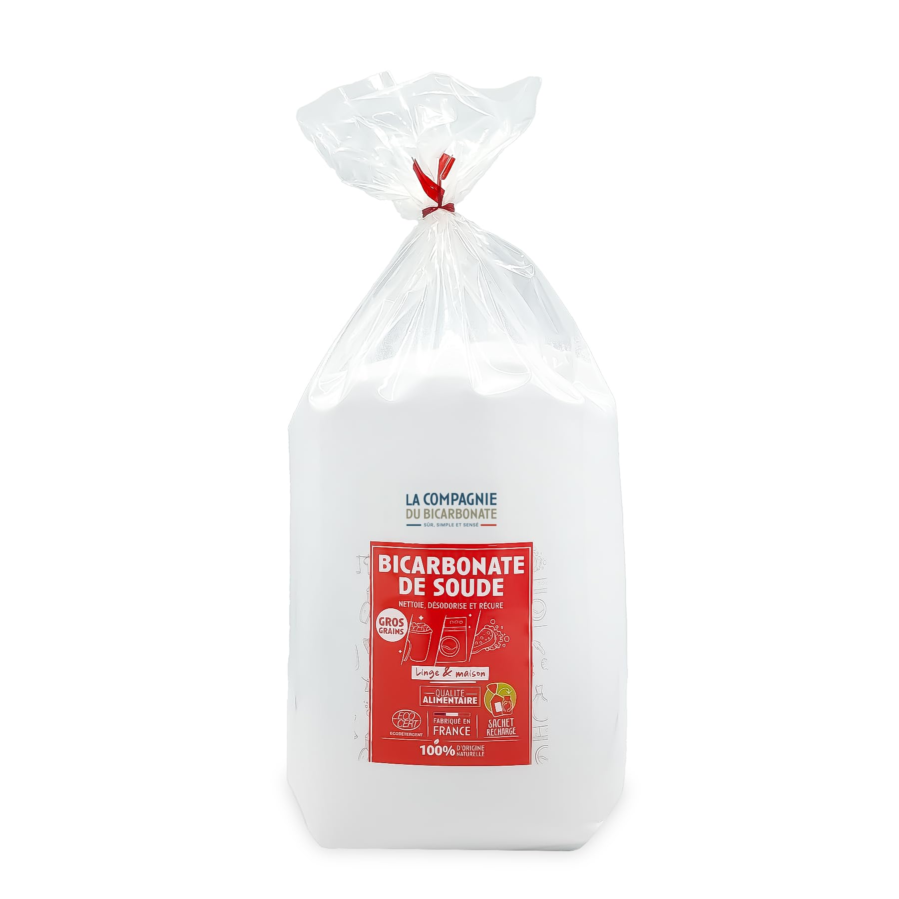 Bicarbonate de Soude Alimentaire Gros Grains - Sachet3 kg - Idéal pour Nettoyage Tapis et Moquettes, Anti-​Odeur, Bricolage, Jardinage, Multi Usages- La Compagnie du Bicarbonate.