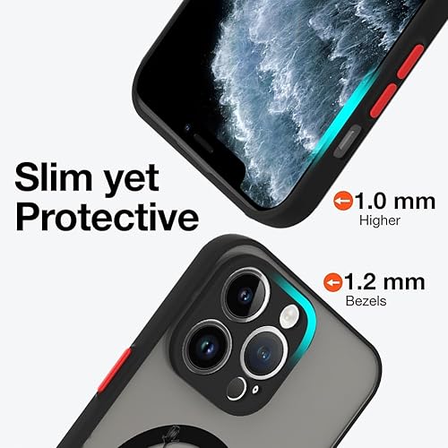Miniatura 4 de OOK Funda magnética para iPhone 11 Pro Max, compatible con MagSafe, funda delgada translúcida mate con protección para lente de cámara, color negro