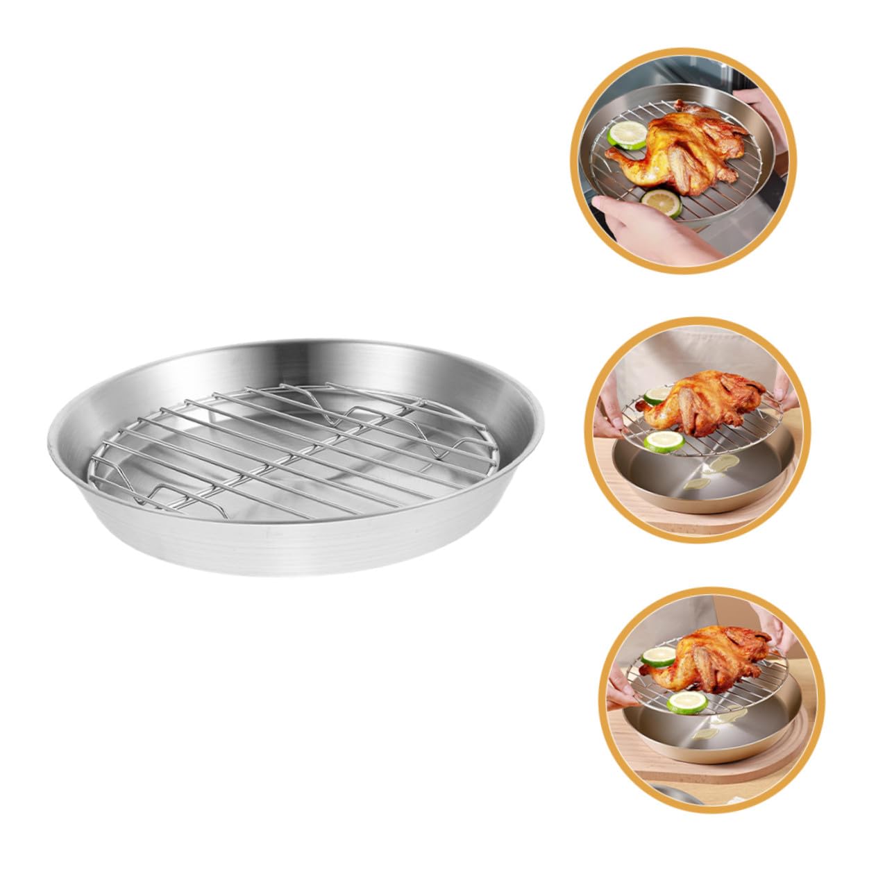 Bandeja de Horno de Acero Inoxidable con Rejilla Resistente y Multiusos para Asar Carne Pescado y Verduras Bandeja con Drenaje para Parrilla y Cocina