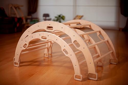 Miniatura 5 de Arco de escalada de tamaño pequeño  Arco de balancín Montessori  Arco de escalada pequeño para niños  Arco de escalada de madera y balancín  Parque