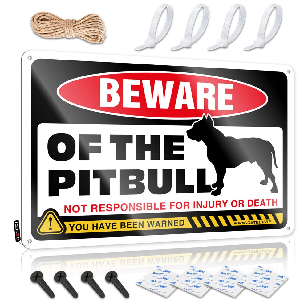Fzfn Colour Beware Of Pitbulls Farmhouse Patio Hanging | Farmhouse Matal Sign Accessory Vintage Metal Wall Decor(30X40cm)