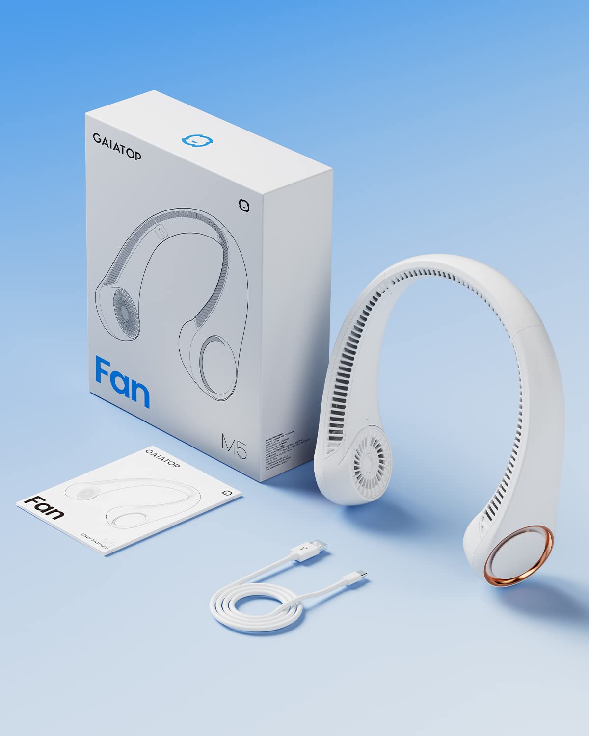 GAIATOP Portable Neck Fan, Rechargeable Hands Free Bladeless Portable