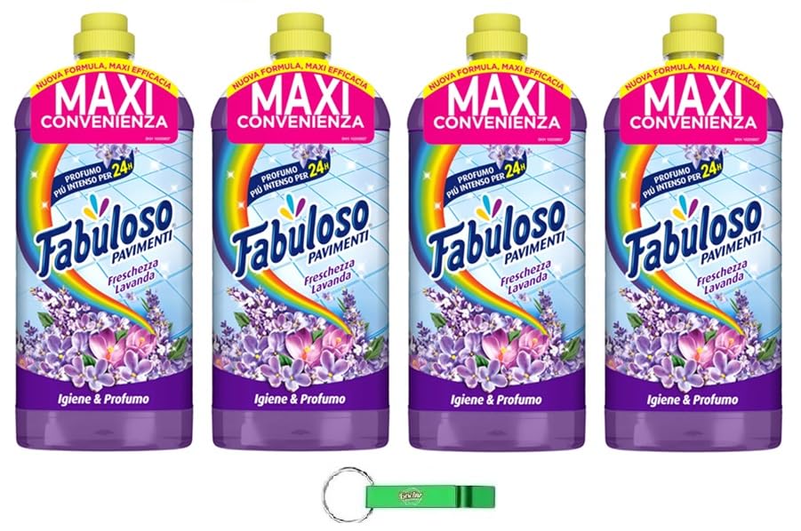 Fabuloso Detergente Pavimenti Freschezza Lavanda - Limpiador de suelos con aroma fresco a lavanda, ideal para todo tipo de suelos y superficies, 1250 ml + llavero Beni Culinari gratuito