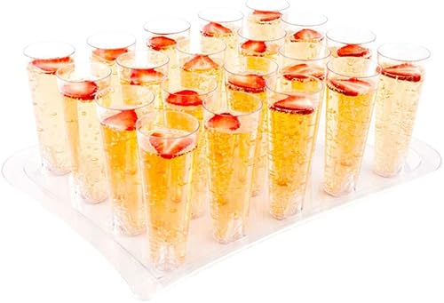 Restaurantware Vasos de plástico rectos de 5 onzas, 100 vasos de plástico pequeños altos con bandejas incluidas, reciclables, vasos de plástico