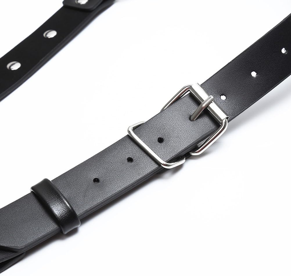 Men's Black Punk Leather Body Chain Chest Harness Shoulder Straps Adjustable Medieval Guards for Knight Shrug Belt Costume Outfit