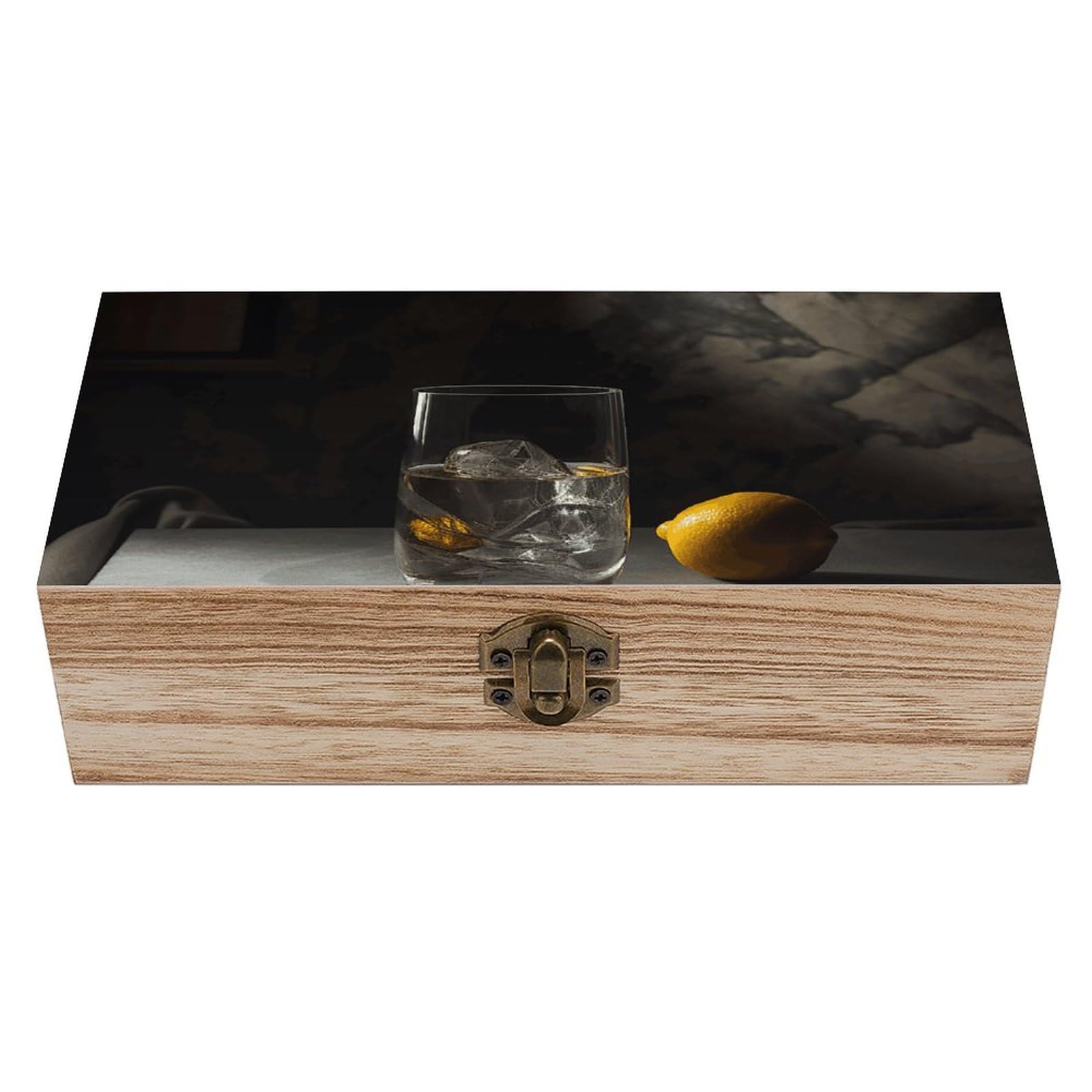 Boîtes de rangement imprimées avec couvercles en bois et bijoux précieux