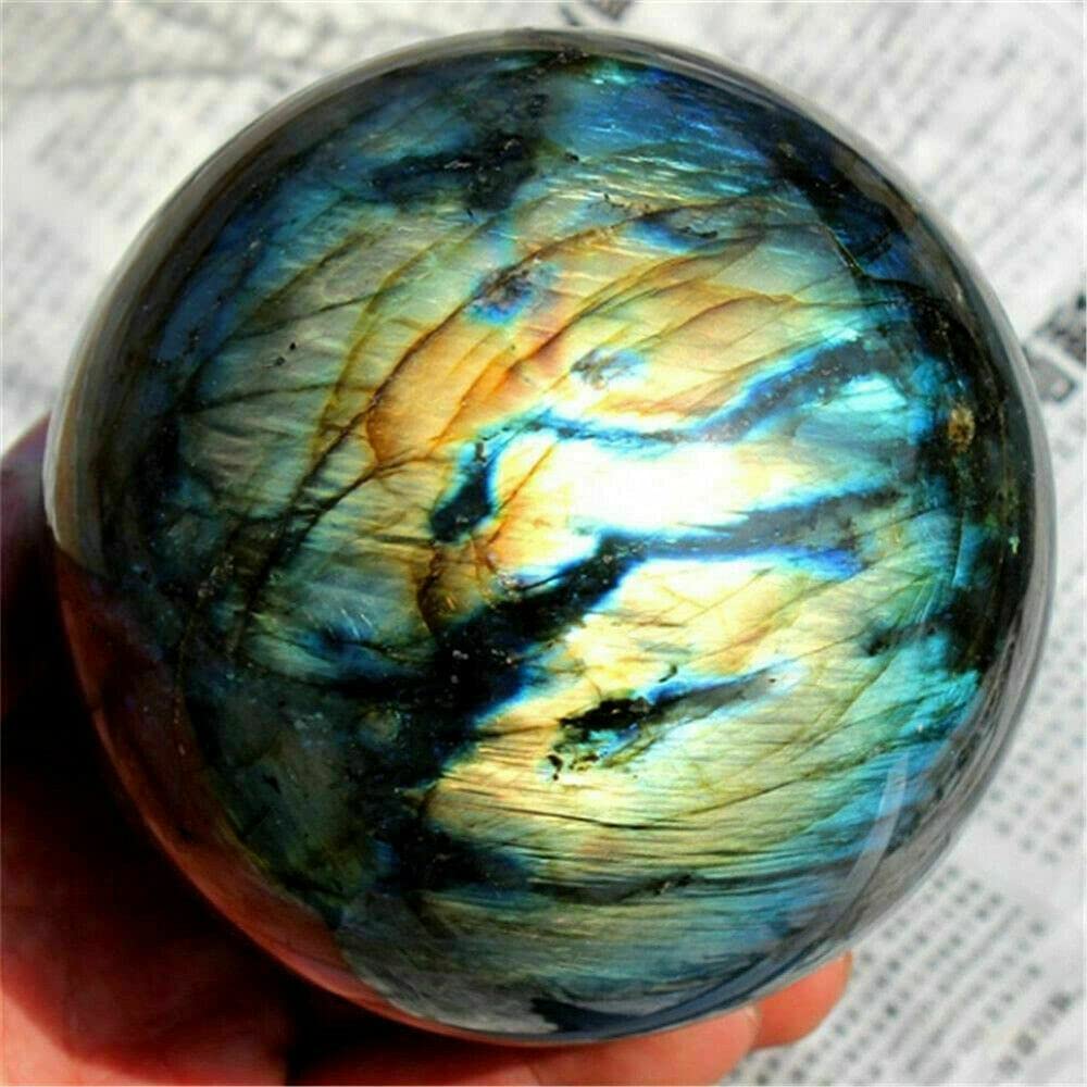 ZTBH Cristal de meditación Natural Bola de Cristal de Cuarzo de la Esfera labradorita Natural Piedra de Cristal (tamaño : 400-500g)
